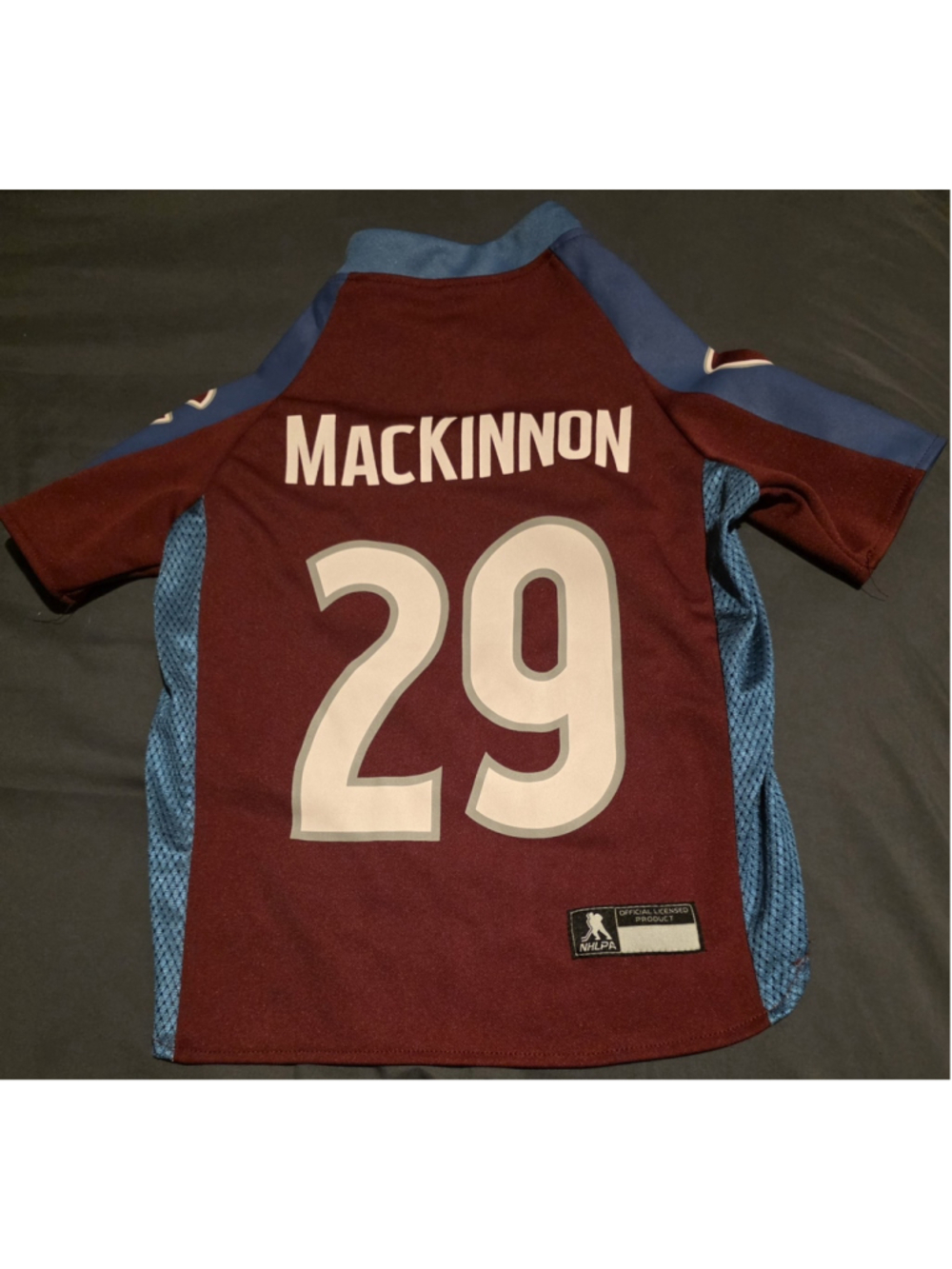 Colorado Avalanche Nathan MacKinnon #29 NHL Dog Jersey Burgundy/Blue (MED)